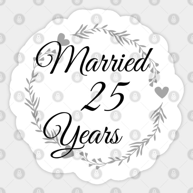 Married 25 Years Sticker by cuteandgeeky